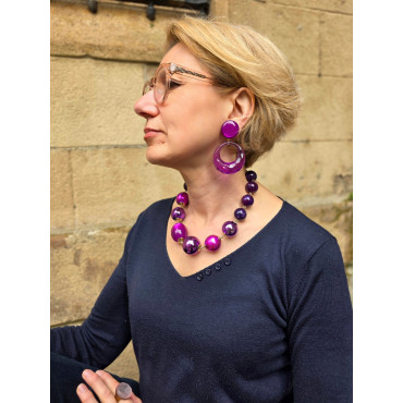 Collier OCTAVE Fuchsia Violet Prune - Francine BRAMLI Paris
