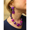Collier OCTAVE Fuchsia Violet Prune - Francine BRAMLI Paris