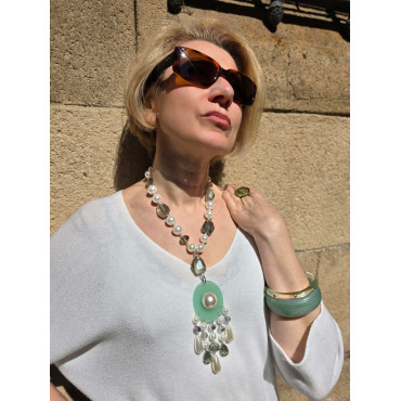 Collier PABLO Vert d'eau/nacré - Francine BRAMLI Paris