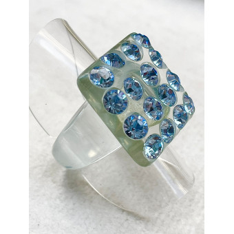 BAGUE Résine & Strass Taille 57 - Francine BRAMLI Paris