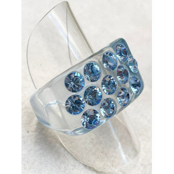 BAGUE Résine & Strass Taille 57 - Francine BRAMLI Paris