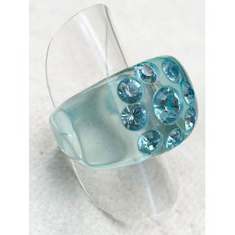 BAGUE Résine & Strass Taille 57 - Francine BRAMLI Paris