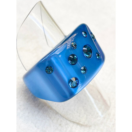 BAGUE Résine & Strass Taille 57 - Francine BRAMLI Paris