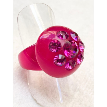 BAGUE Résine & Strass Taille 57 - Francine BRAMLI Paris