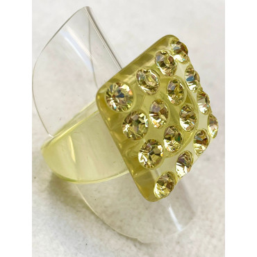BAGUE Résine & Strass Taille 57 - Francine BRAMLI Paris