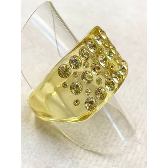 BAGUE Résine & Strass Taille 57 - Francine BRAMLI Paris