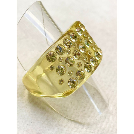 BAGUE Résine & Strass Taille 57 - Francine BRAMLI Paris