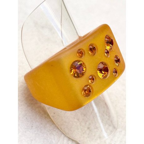 BAGUE Résine & Strass Taille 57 - Francine BRAMLI Paris