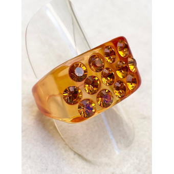 BAGUE Résine & Strass Taille 57 - Francine BRAMLI Paris
