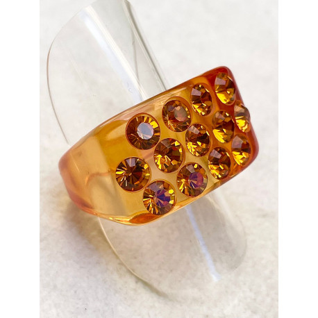 BAGUE Résine & Strass Taille 57 - Francine BRAMLI Paris