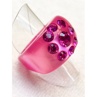 BAGUE Résine & Strass Taille 57 - Francine BRAMLI Paris