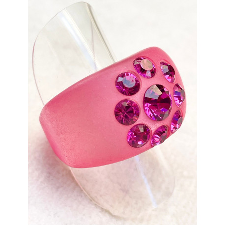 BAGUE Résine & Strass Taille 57 - Francine BRAMLI Paris