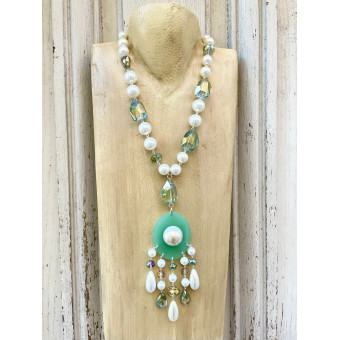 Collier PABLO Vert d'eau/nacré - Francine BRAMLI Paris