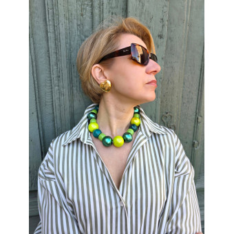 Collier ROXY perles camaïeu vert - Francine BRAMLI Paris