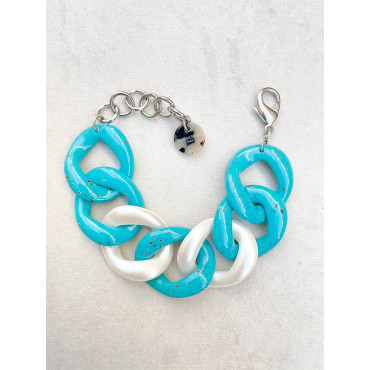 Bracelet ALEX Maillons Turquoise & nacré - FRANCINE BRAMLI Paris