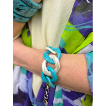 Bracelet ALEX Maillons Turquoise & nacré - FRANCINE BRAMLI Paris