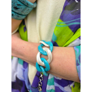 Bracelet ALEX Maillons Turquoise & nacré - FRANCINE BRAMLI Paris