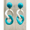 KARINE maillon Turquoise & nacré - Francine BRAMLI Paris. Boucles d'oreilles
