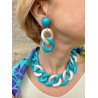 KARINE maillon Turquoise & nacré - Francine BRAMLI Paris. Boucles d'oreilles