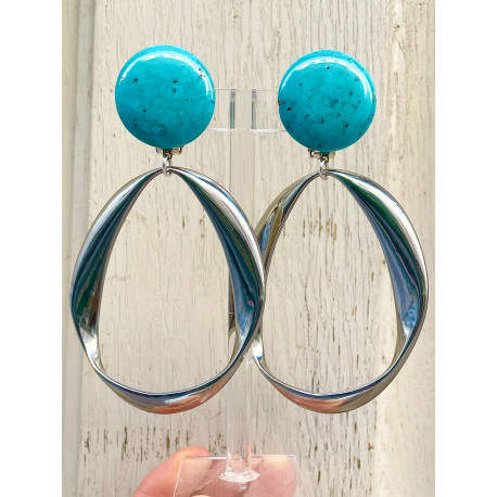 TWIST Argenté, turquoise - Francine BRAMLI Paris