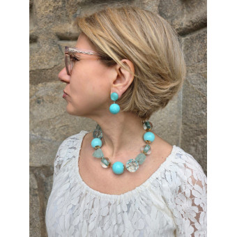 Collier ANGELOT Bleu Turquoise - Francine BRAMLI Paris