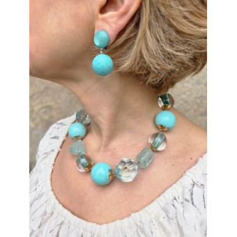 Collier ANGELOT Bleu Turquoise - Francine BRAMLI Paris