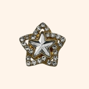 Bijoux de Bouton ETOILE & STRASS Doré et Blanc - LA LOGE DE SUZON