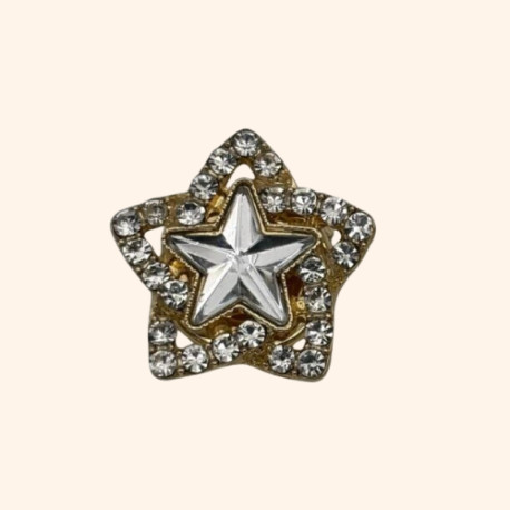 Bijoux de Bouton ETOILE & STRASS Doré et Blanc - LA LOGE DE SUZON