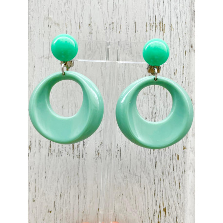 EVIAN Vert lichen - Francine BRAMLI Paris boucles d'oreilles