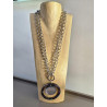 Sautoir FLORIAN argenté, Bleu, miroir - Francine BRAMLI Paris collier