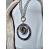Sautoir FLORIAN argenté, Bleu, miroir - Francine BRAMLI Paris collier