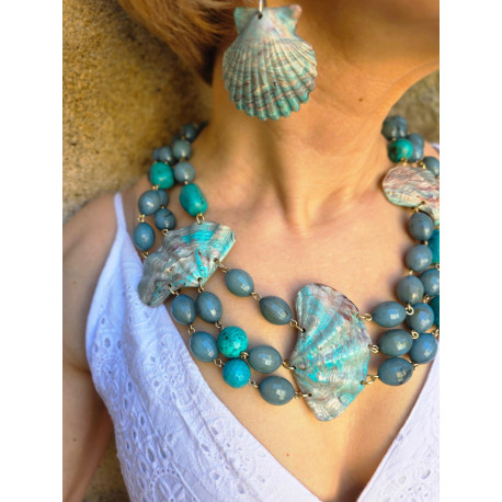 Collier OCÉAN turquoise vert - Francine BRAMLI Paris