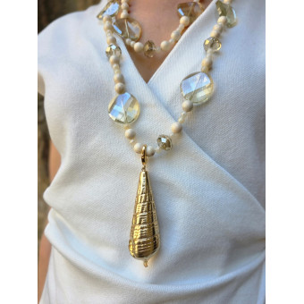 Collier TURRITELLE ivoire doré - Francine BRAMLI Paris