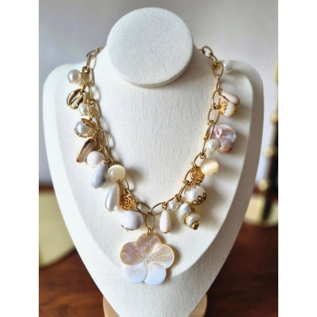 Collier Coquillages & Perles nacrées - Francine BRAMLI Paris