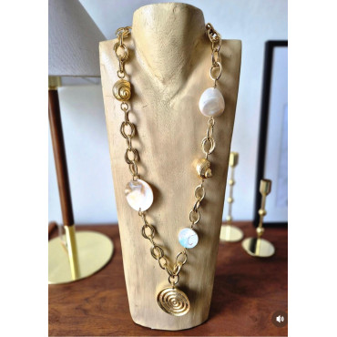 Sautoir COQUILLAGES & Perles nacrées - Francine BRAMLI Paris Collier