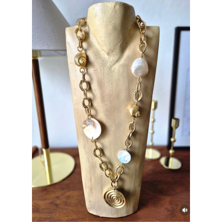 Sautoir COQUILLAGES & Perles nacrées - Francine BRAMLI Paris Collier