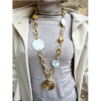 Sautoir COQUILLAGES & Perles nacrées - Francine BRAMLI Paris Collier