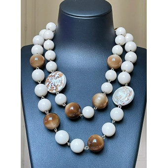 Collier COQUILLAGES 2 rangs perles - Francine BRAMLI Paris