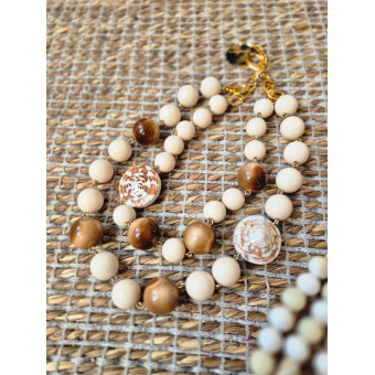 Collier COQUILLAGES 2 rangs perles - Francine BRAMLI Paris