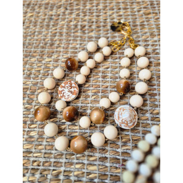 Collier COQUILLAGES 2 rangs perles - Francine BRAMLI Paris