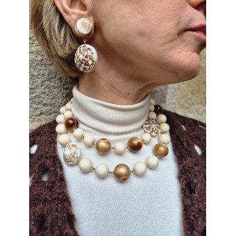 Collier COQUILLAGES 2 rangs perles - Francine BRAMLI Paris