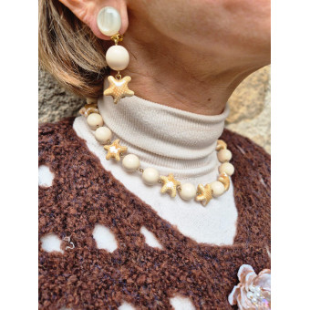 Collier ETOILES ivoire - Francine BRAMLI Paris