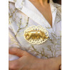 Broche FÉLIN doré blanc - Francine BRAMLI Paris