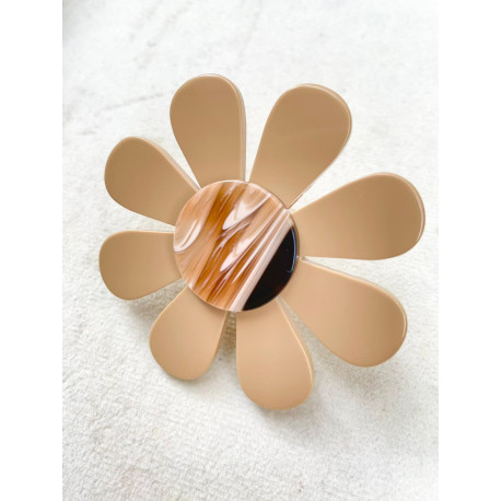 BAGUE Fleur beige marron - Francine BRAMLI Paris