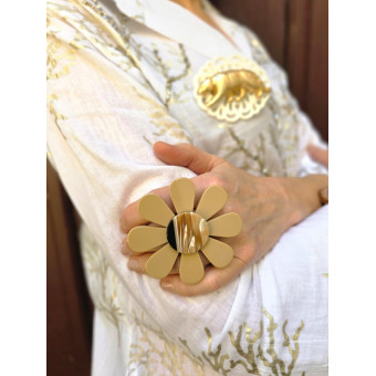 BAGUE Fleur beige marron - Francine BRAMLI Paris