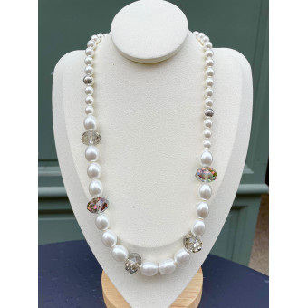 Collier LENNY perles nacrées & cristal - Francine BRAMLI Paris