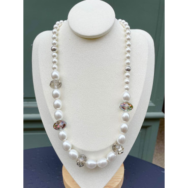 Collier LENNY perles nacrées & cristal - Francine BRAMLI Paris