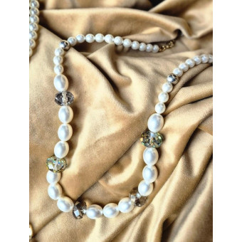 Collier LENNY perles nacrées & cristal - Francine BRAMLI Paris