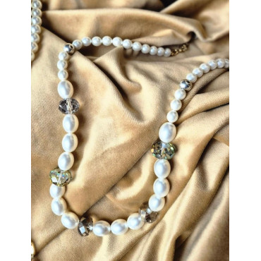 Collier LENNY perles nacrées & cristal - Francine BRAMLI Paris