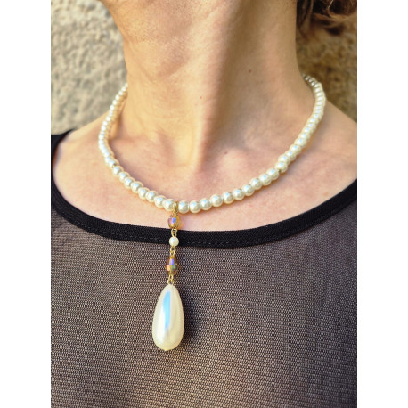 Collier LENNY fin, perles nacrées - Francine BRAMLI Paris